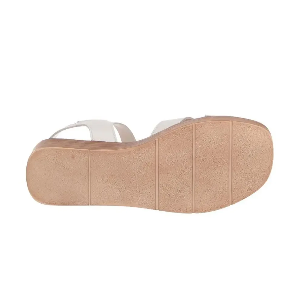 Bella Vita Women's Car-Italy Leather Wedge Sandals White Leather Size 7
